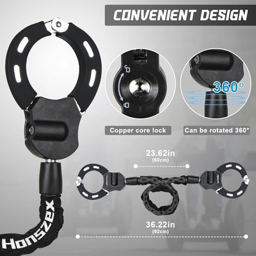 Heavy Duty Bike Lock Chain - 36.22 inch Security Lock - Black