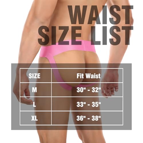 Men's Athletic Supporter Jock Straps - 3" Wide Band, X-Large Pink