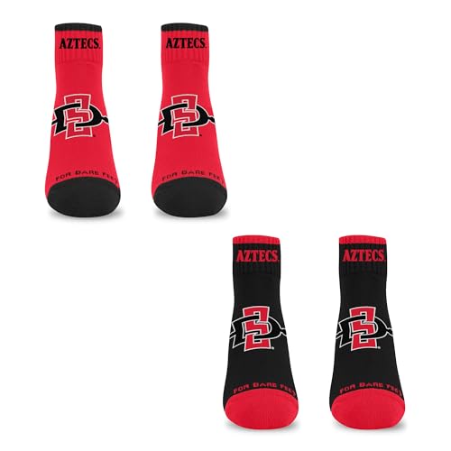 San Diego State Aztecs Unisex Kids Socks - 2 Pack Low Quarter Team Colors