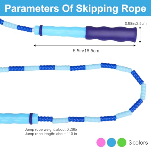 Adjustable Soft Beaded Jump Rope - 3 Pack for Kids & Adults