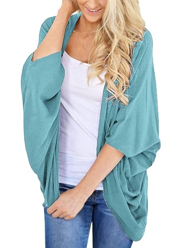 BB&KK Women’s Cotton Lightweight Kimono Cardigan 3/4 Batwing Sleeve