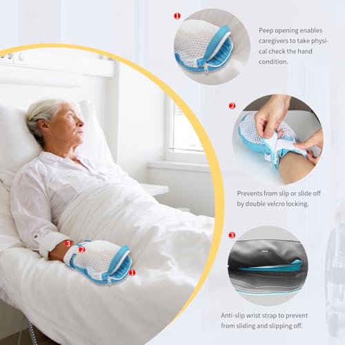 Restraint Gloves for Dementia Patient, Medical Assistance Glove with Zipper Opening For Finger Protection