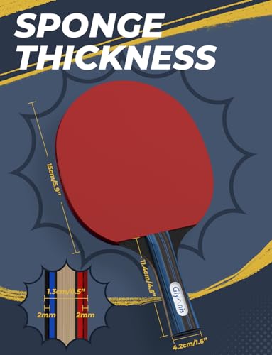 Table Tennis Paddle Set of 4 with 8 Balls - 7-Ply Rackets & Case