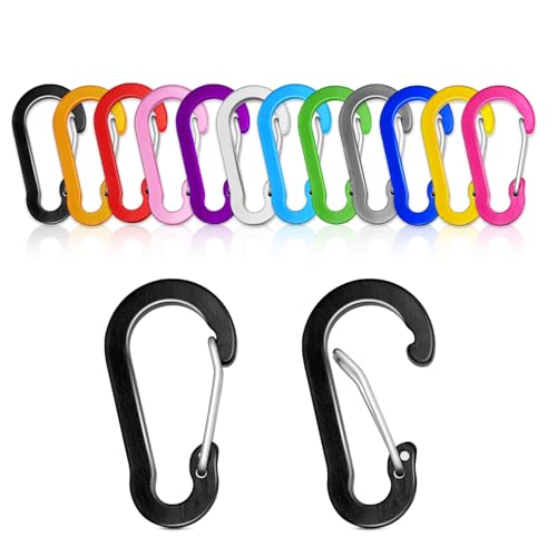 12pcs 2-Inch Aluminum Carabiner Clips - Assorted Colors