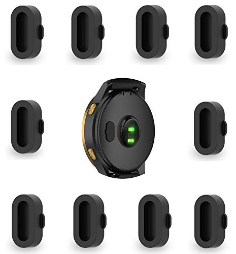 Silicone Dust Plug Caps for Garmin Smartwatches - 10 Pack Black