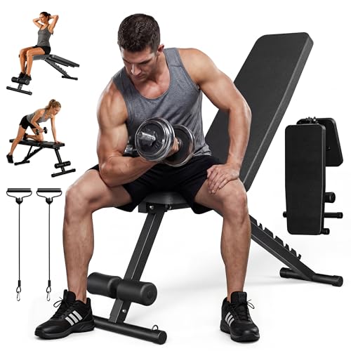 Adjustable Weight Bench for Home Gym - 600LBS Capacity, Foldable with 7 Positions