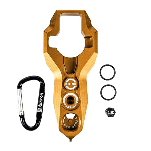 HK Army Tank Regulator Multi-Tool with O-Rings, Burst Disc & Carabiner - Gold