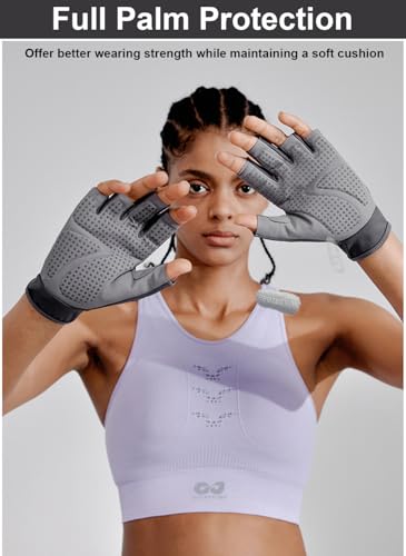Anti-Slip Fingerless Workout Gloves - Black, Large