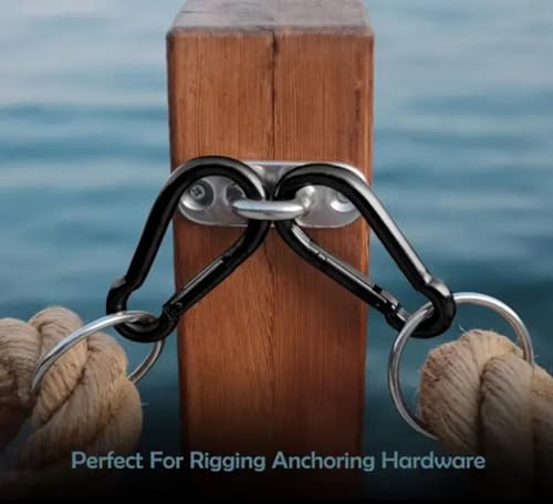 Heavy Duty Zinc-Galvanized Steel Carabiner Snap Hooks - 5cm Black 2 Pack
