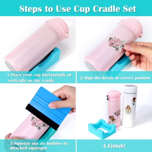 Silicone Cup Cradle for Tumblers with Squeegee - Navy Blue