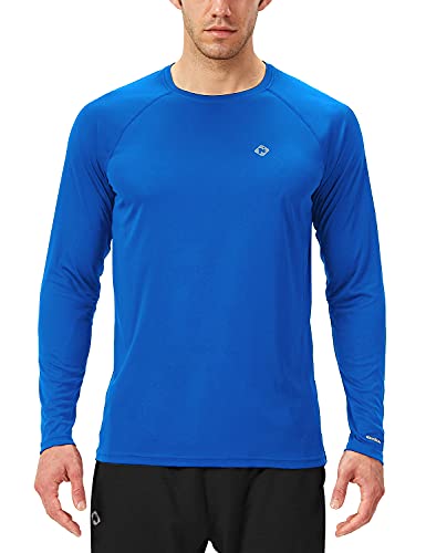 NAVISKIN Men's UPF 50+ Long Sleeve Sun Protection Rash Guard Shirt - Royal Blue, Large