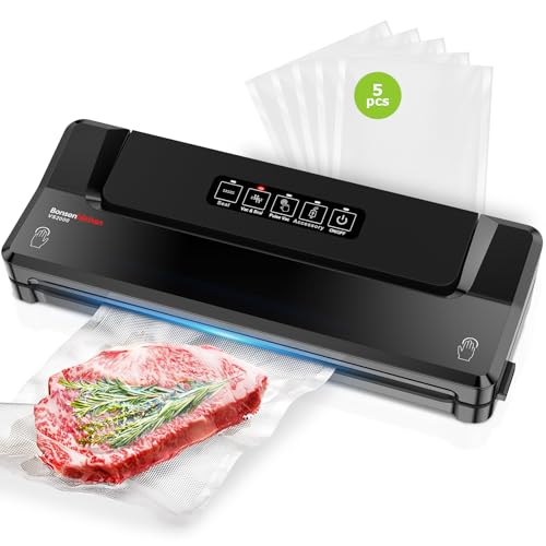 Bonsenkitchen Vacuum Sealer Machine with 5 Bags – Black