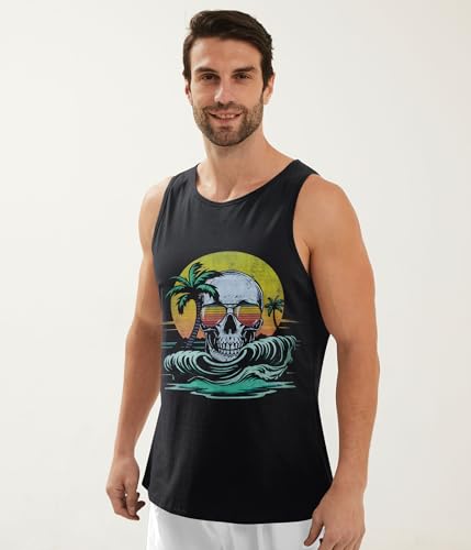 Funny Graphic Sleeveless Muscle Tank Top - XX-Large A2 Skull 02