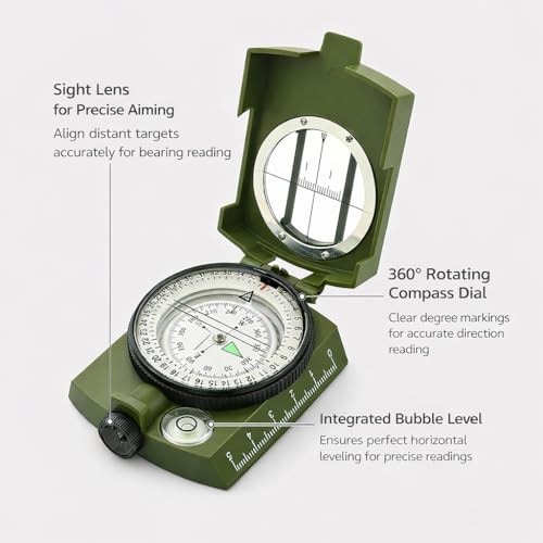 Durable Lensatic Compass for Camping & Outdoor Navigation