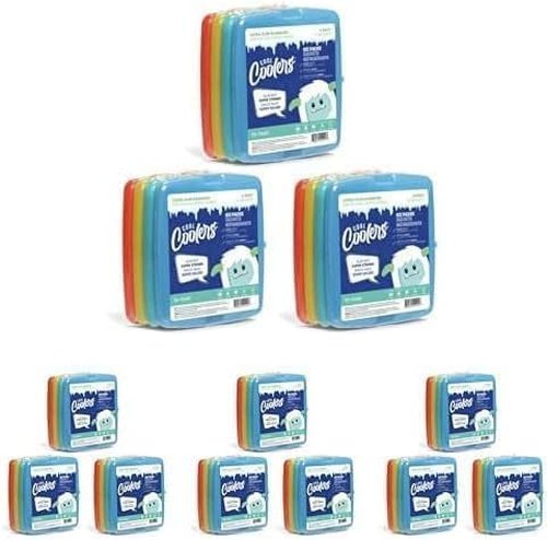 Fit & Fresh Cool Coolers Slim Ice Packs - Quick Freeze Reusable Cooling Solution | Multi-Colored, 48-Pack