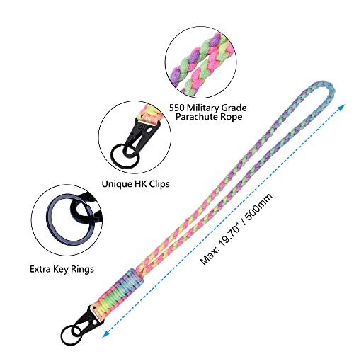 Heavy Duty Paracord Lanyard Keychain - Bright Rainbow