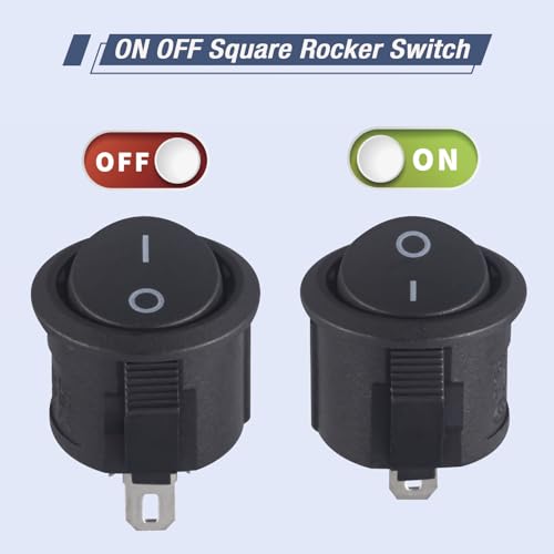 Round Rocker Switch - Black On/Off 15MM Mini Toggle Switch - Pack of 10
