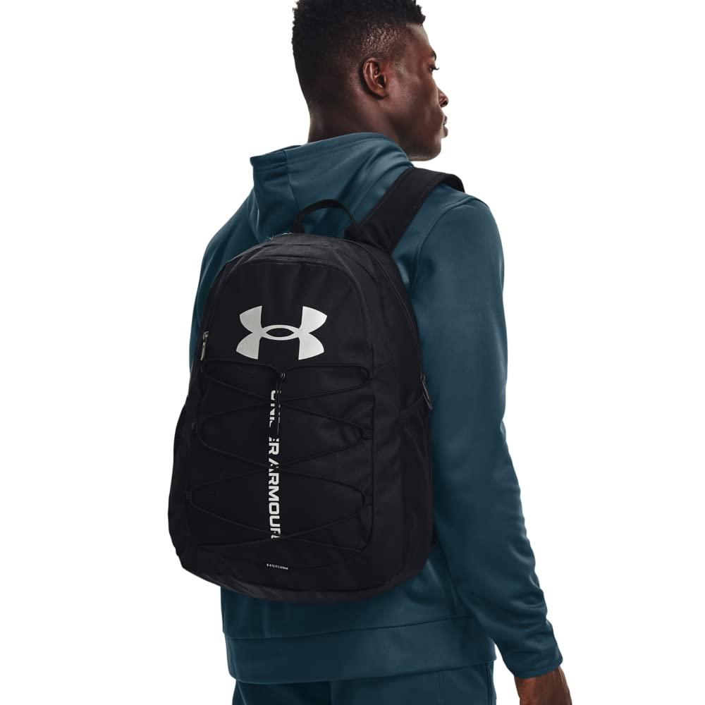 Under Armour Unisex-Adult Hustle Sport Backpack, Black (001)/Silver, One Size Fits All