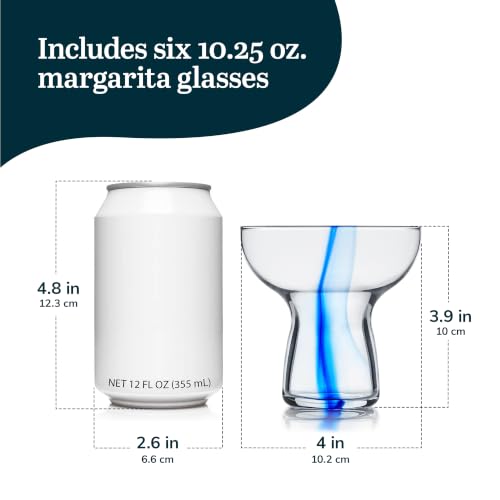 Libbey Blue Ribbon Stemless Margarita Glass Set of 6 - Artisan-Inspired, Lightweight Mexican Glassware for Parties