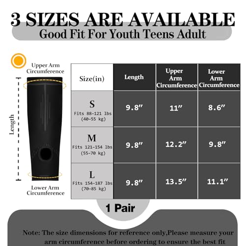 SZWEEDORY Volleyball Arm Sleeves Forearm Guards, Black Thumb Hole, M Youth & Adult