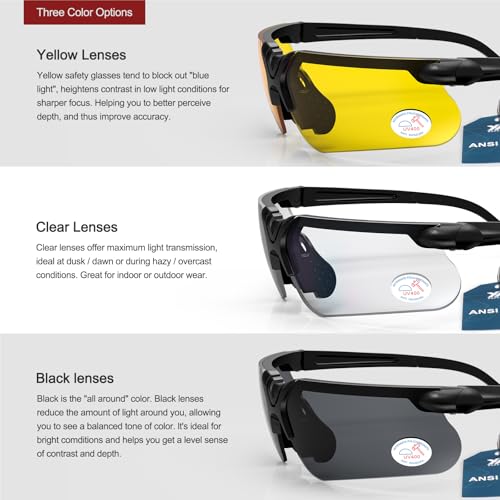 Safety Glasses - Anti Fog Shooting Glasses with Case - Clear