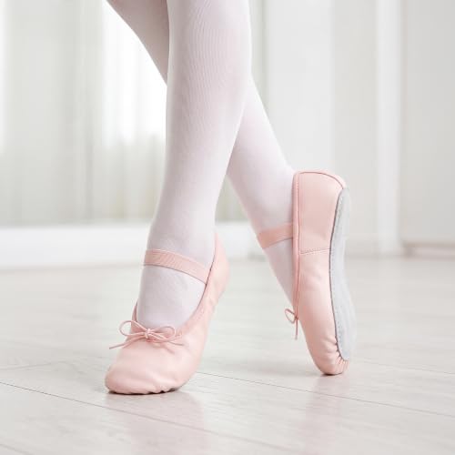 Toddler Ballet Shoes - PU Leather Upper with Drawstring - Ballet Pink