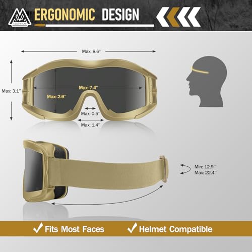 Anti-Fog Tactical Safety Goggles - A1 Single Layer Lens