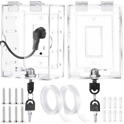 2 Pcs Safety Outlet Cover Box Clear Lock Box with Key Covers for Electrical Outlets, Provides Space Inside for Plugs, Proof Socket Covers Ease Operation