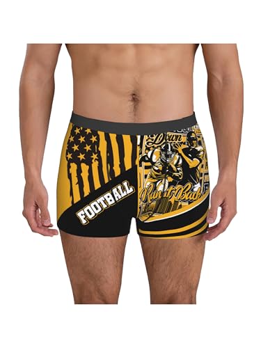 Football-Themed Men's Boxer Briefs - X-Large Gold Football