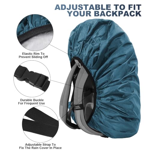 Waterproof Backpack Rain Cover - Reflective Rucksack Cover, L Size (45L-55L) - Sea Blue
