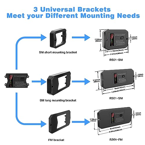 RV Propane Gas Detector, 12V DC, 85dB Alarm, Digital Display, Surface/Flush Mount, 5-Year Lifespan, Black