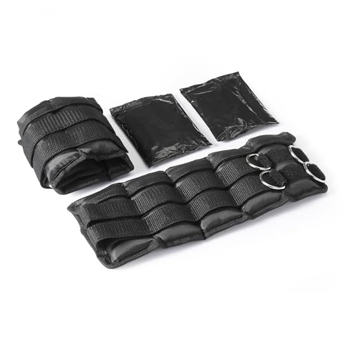 Adjustable Ankle Weights Set - 5 Pound (2.5 lbs Each) - Black