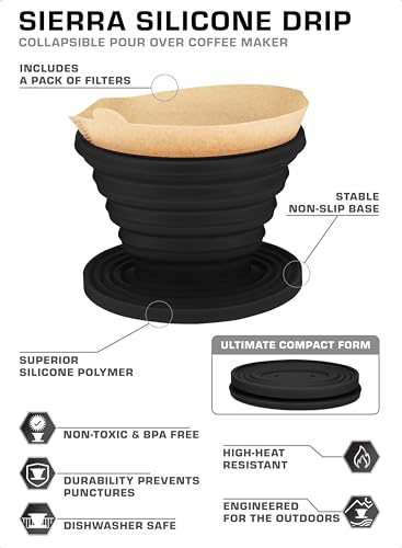 Sierra Camping Pour Over Coffee Dripper - Black, Pack of 1