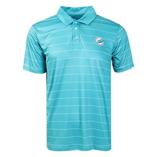 Miami Dolphins Striped Polyester Polo Shirt - X-Large