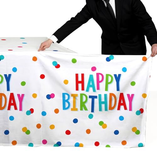 Happy Birthday Tablecloths - 3 Pack 54x108 Inch Round Dot Design