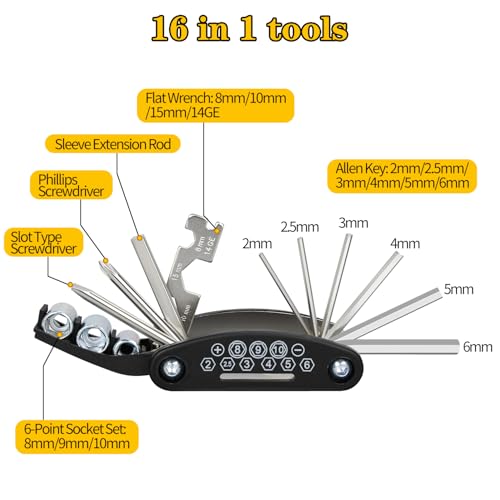 16-in-1 Bike Multi-Tool - Portable Folding Bicycle Repair Kit