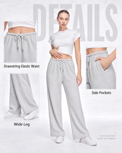 JEKAOYI Women's Grey High Waist Wide Leg Sweatpants Small