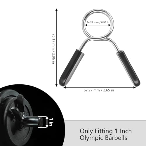 Spring Clip Collars for Olympic Barbells - 1 Pair Weight Clips