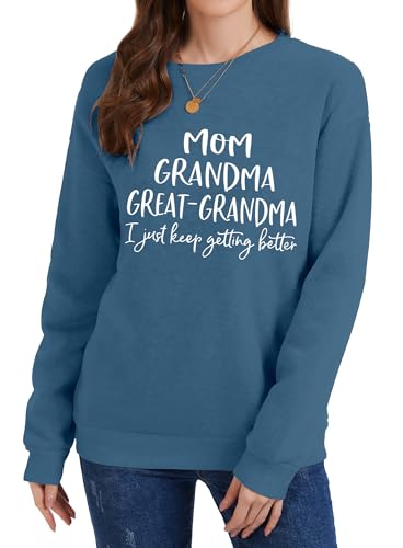Women’s Grandma Sweatshirt Long Sleeve Great Grandma Shirt XL Blue & White