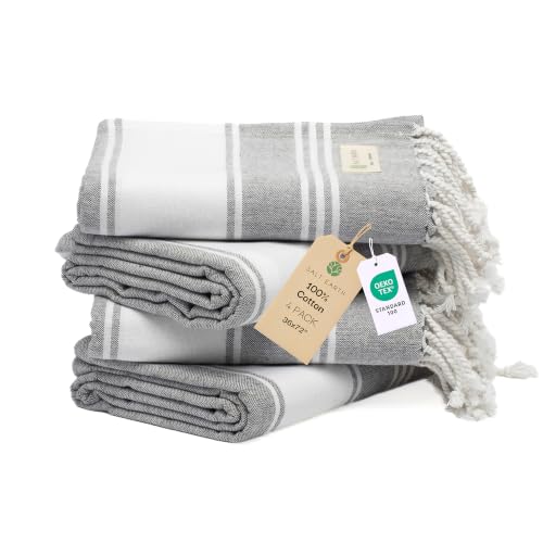 Salt Earth 36x72 Cotton Turkish Quick Dry Beach Towel 4 Pack