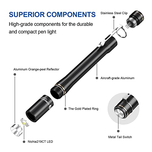 LUMINTOP Pen Light IYP365 Nichia High Color Rendering LED Flashlight, Pen Lights for Nurses, AAA Flashlight, Penlights for Doctors Diagnostic, Inspection, 3 Modes IP68 Waterproof