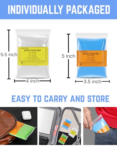 SAIWEYNEE Heavy Duty Rain Ponchos for Adults, Kids & Family - Tear-Resistant Waterproof Hooded Cover (4, 8, 9 & 16 Pack Options)