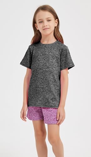 Quick Dry Sport T-Shirt for Girls & Teens - Gray, 9-10 Years