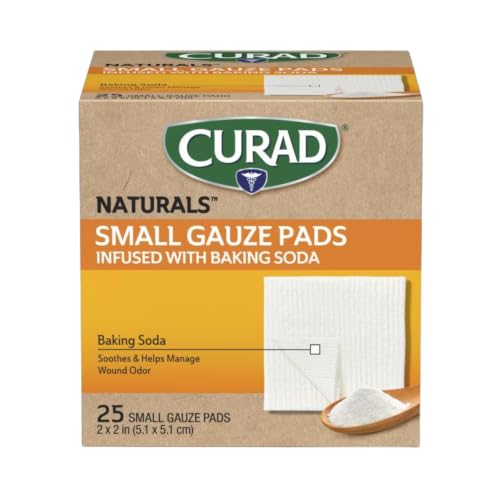 Small Gauze Pads with Baking Soda for Wound Care - 2" x 2" - 25 Count