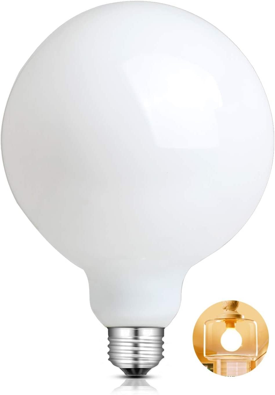 CtrlCV LED Light Bulbs, G125 Globe Bulb,10w Globe Light Bulb, Warm White Light 2700k LED Bulbs,Non-Dimmable,E26 Base Large Light Bulb,Milky White Led Bulb 1000 Lumens,Perfect for Indoor Home Lighting