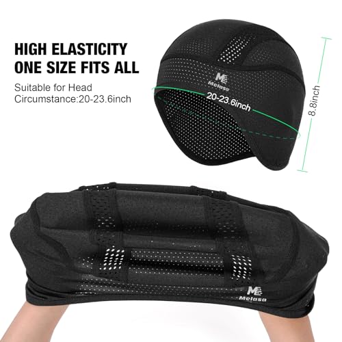 MELASA Cooling Skull Cap Helmet Liner with Ear Flaps – Black & Black