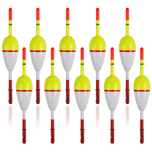 SILANON 1.97in x 0.91in x 5.63in Slip Bobbers, 10pcs — Wood Fishing Floats for Crappie, Catfish, Panfish, Walleye