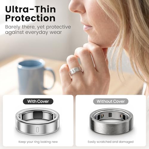 Oura Ring Cover 4 Pack - Clear TPU Protector, Size 7
