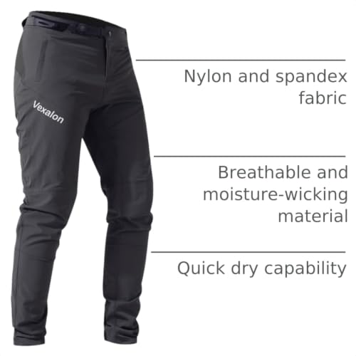 VEXALON Men's Mountain Bike Pants 32 Dark Grey Quick-Dry Breathable Cycling Gear