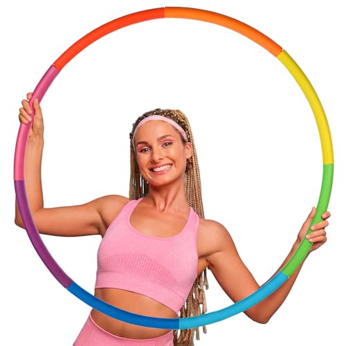 Weighted Fitness Hoop for Adults - 37 Inch Removable Adjustable - Rainbow